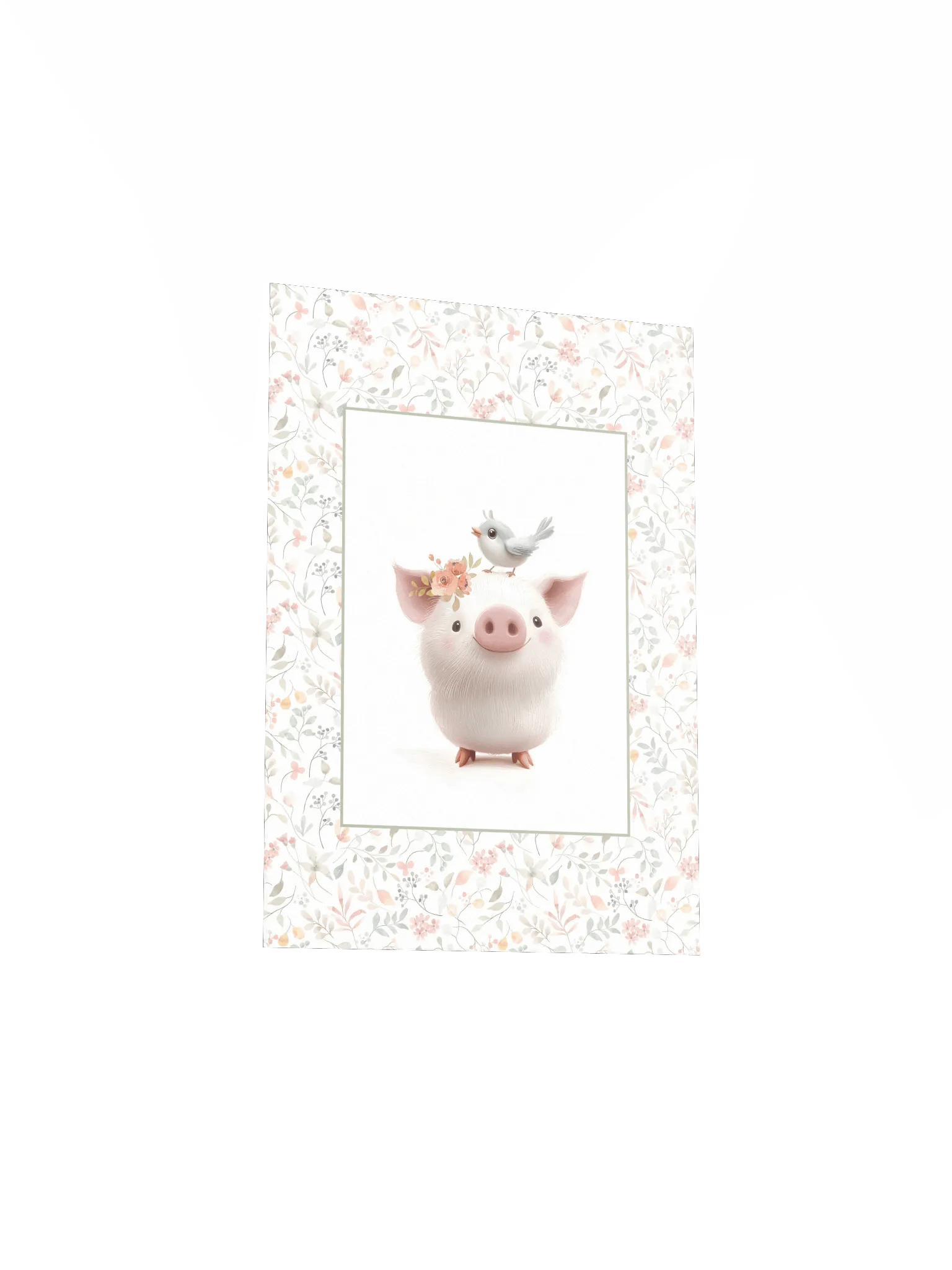 Cute Pig and Watercolor Floral Print product image (4)