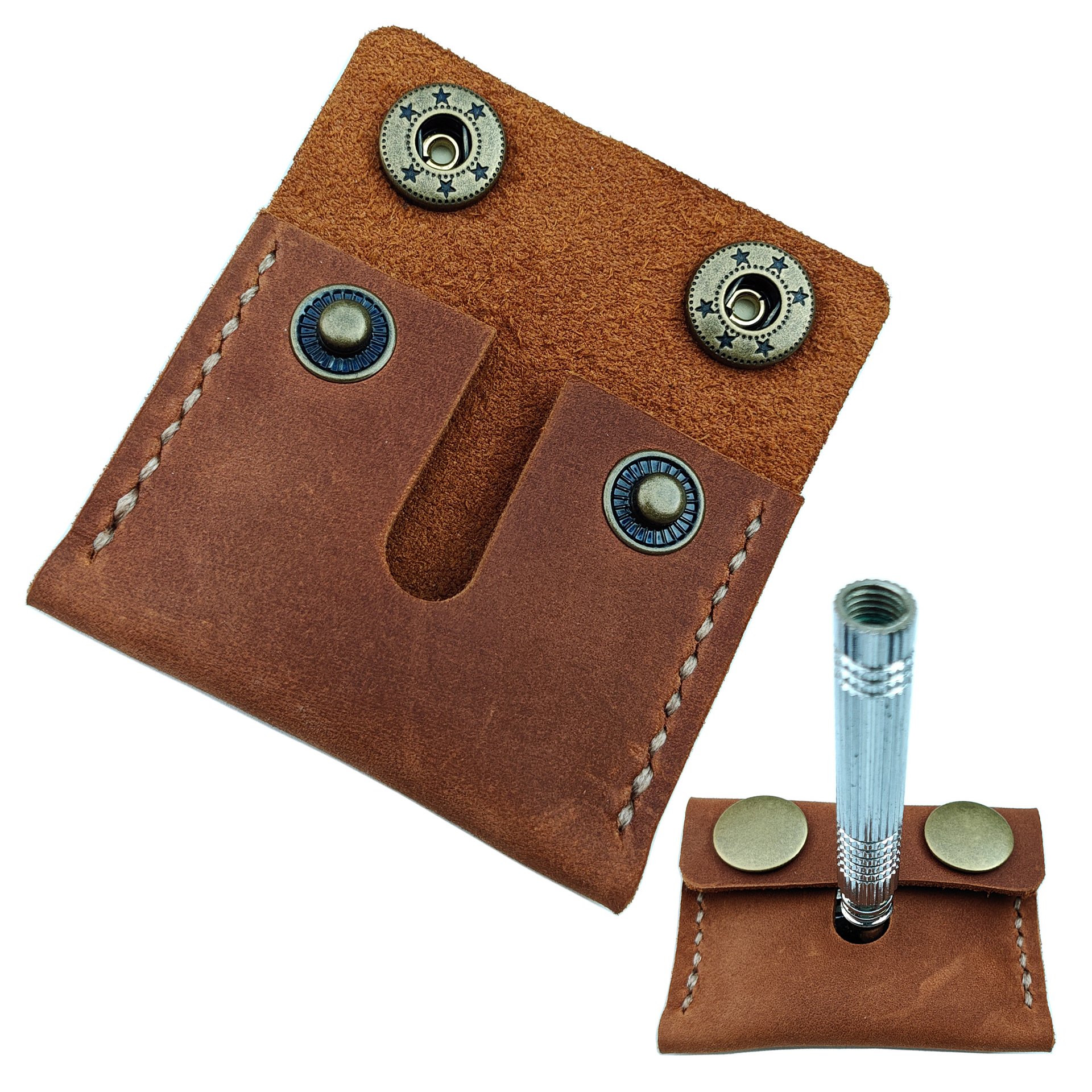 MEEBOY Handmade Leather Safety Razor Travel Cover, Double Edge Razor Head Protective Sheath For men Fits Most Safety Razors product image (10)