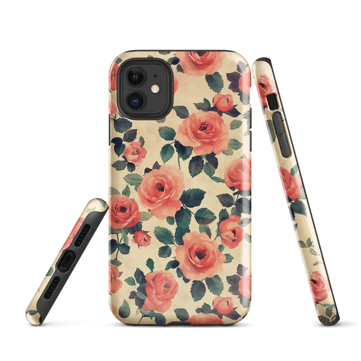 Pink Vintage Roses Pattern - Tough Phone Case product image (1)