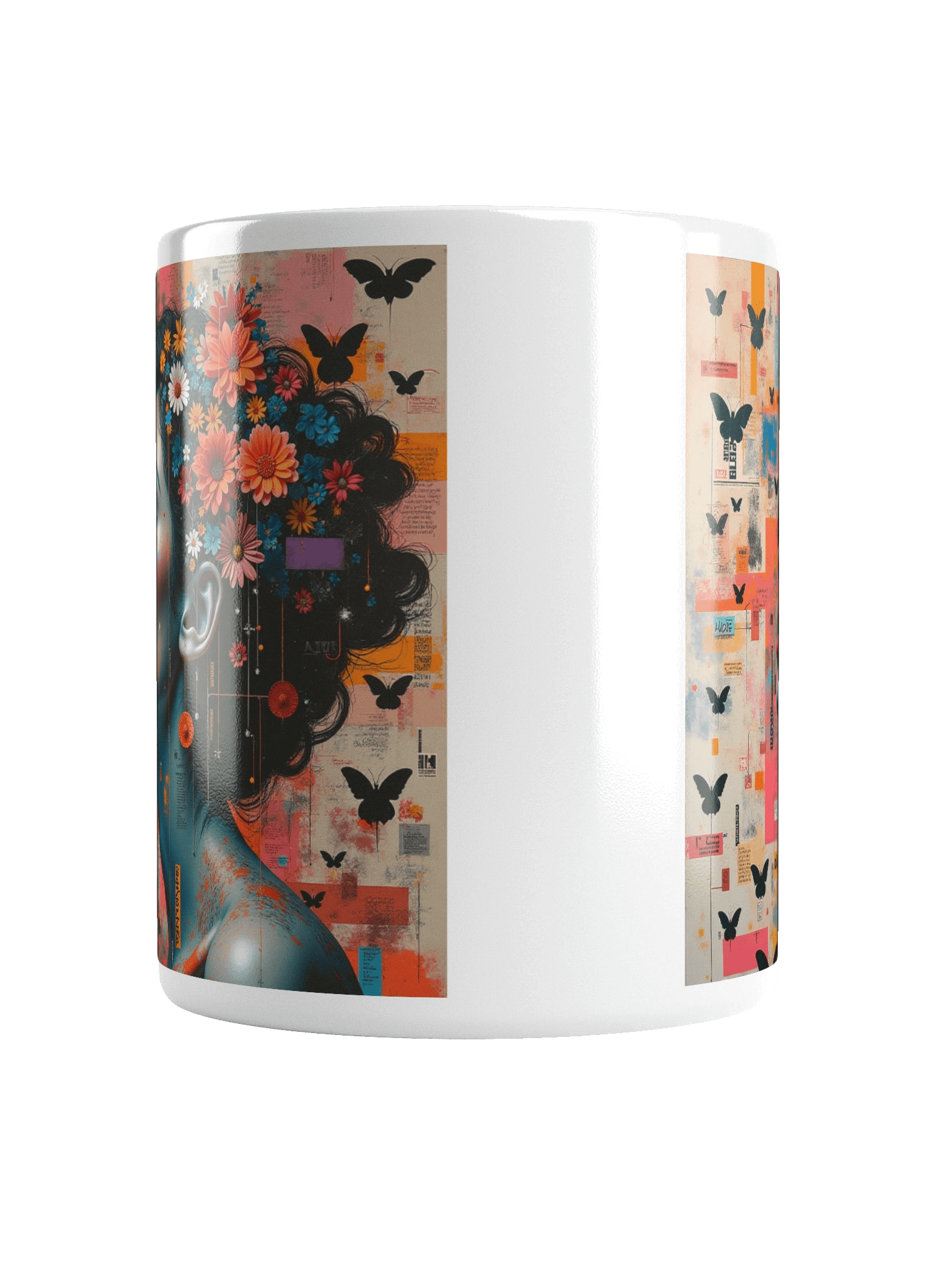 Modern Surreal Portrait Print with Floral Crown and Butterflies product image (6)