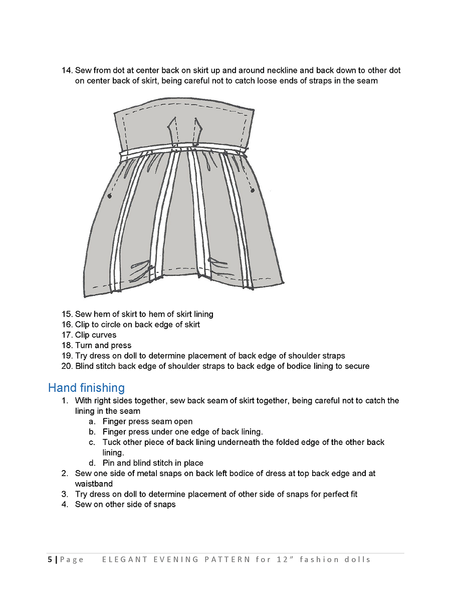 Elegant Evening sewing pattern for 12" fashion dolls product image (3)