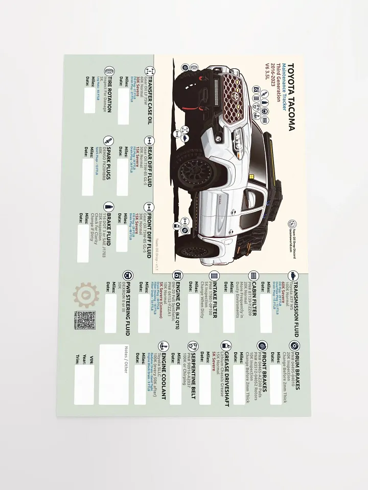 3rd Gen Maintenance Tracker v1.1 - White product image (2)