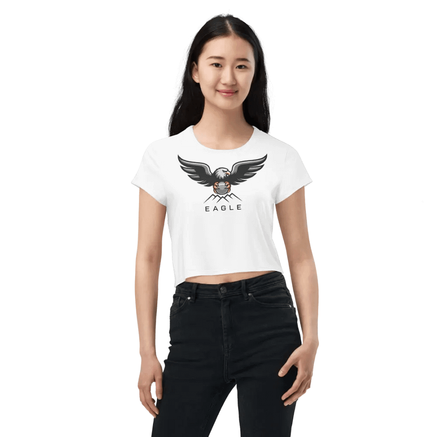 Eagle Women's Crop Tee - Bold Eagle Graphic on White product image (7)