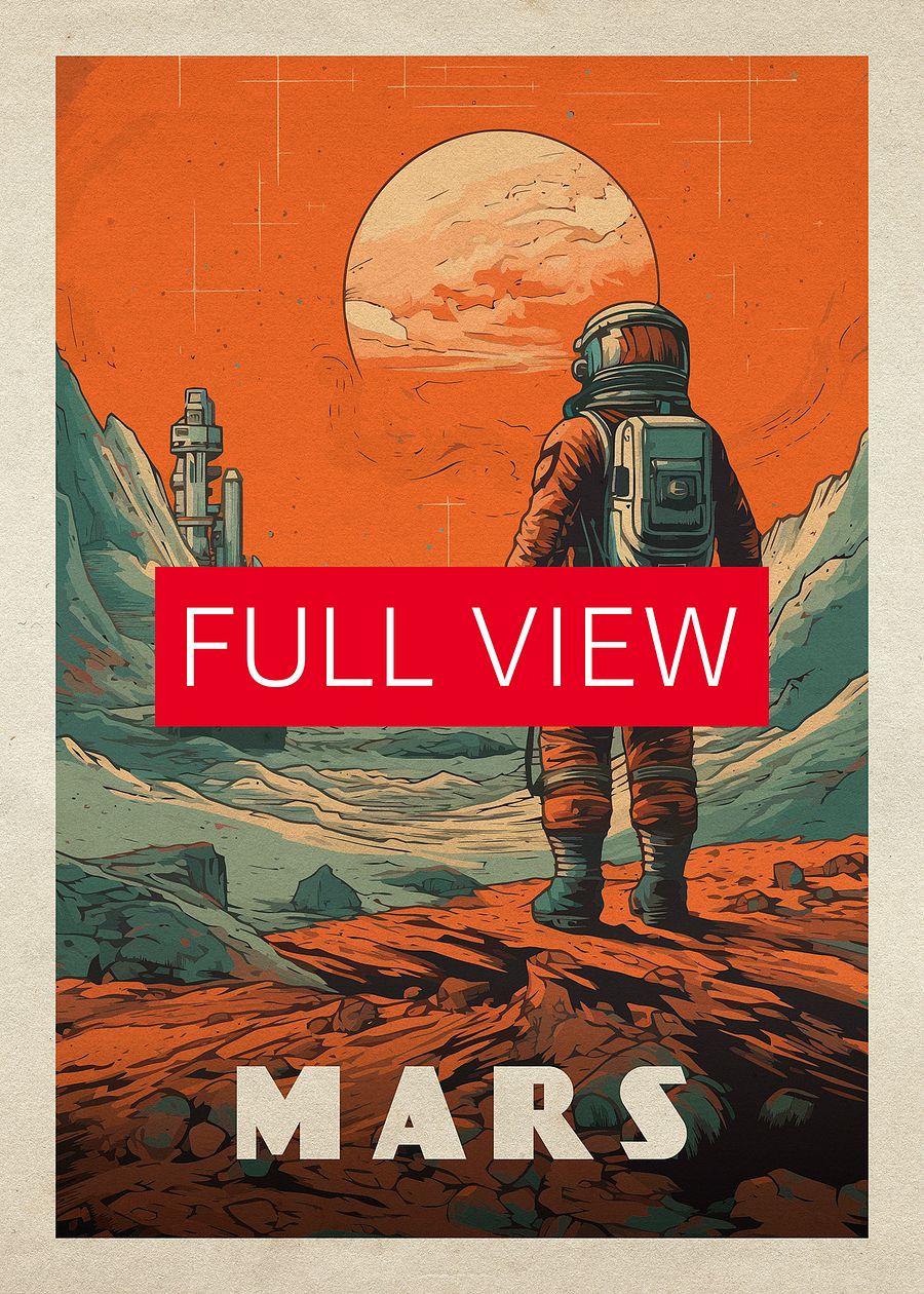 Mars, colony, astronaut — Vintage space poster product image (3)