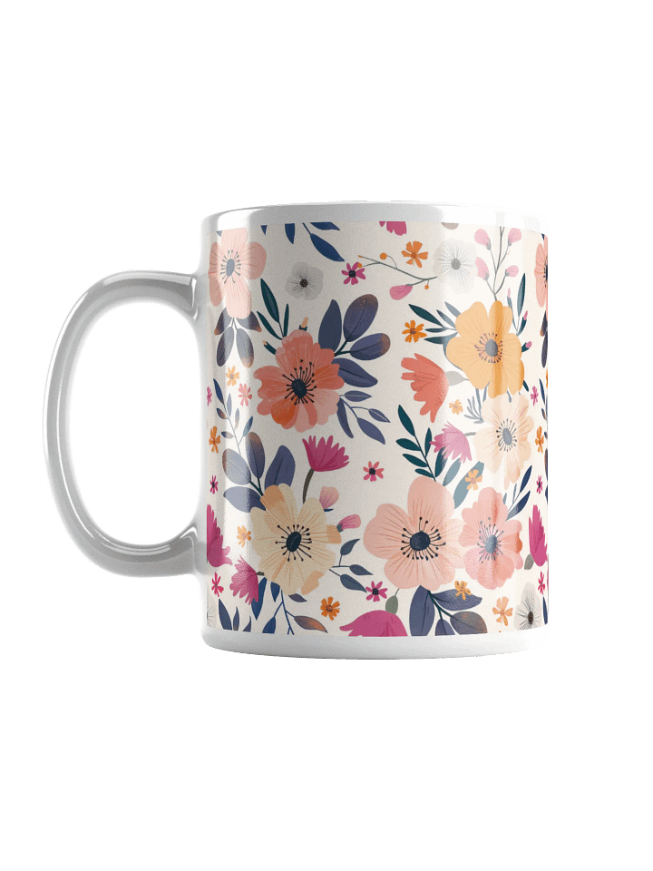 Multicolor Floral White Glossy Ceramic Mug by Treasure Pie product image (2)