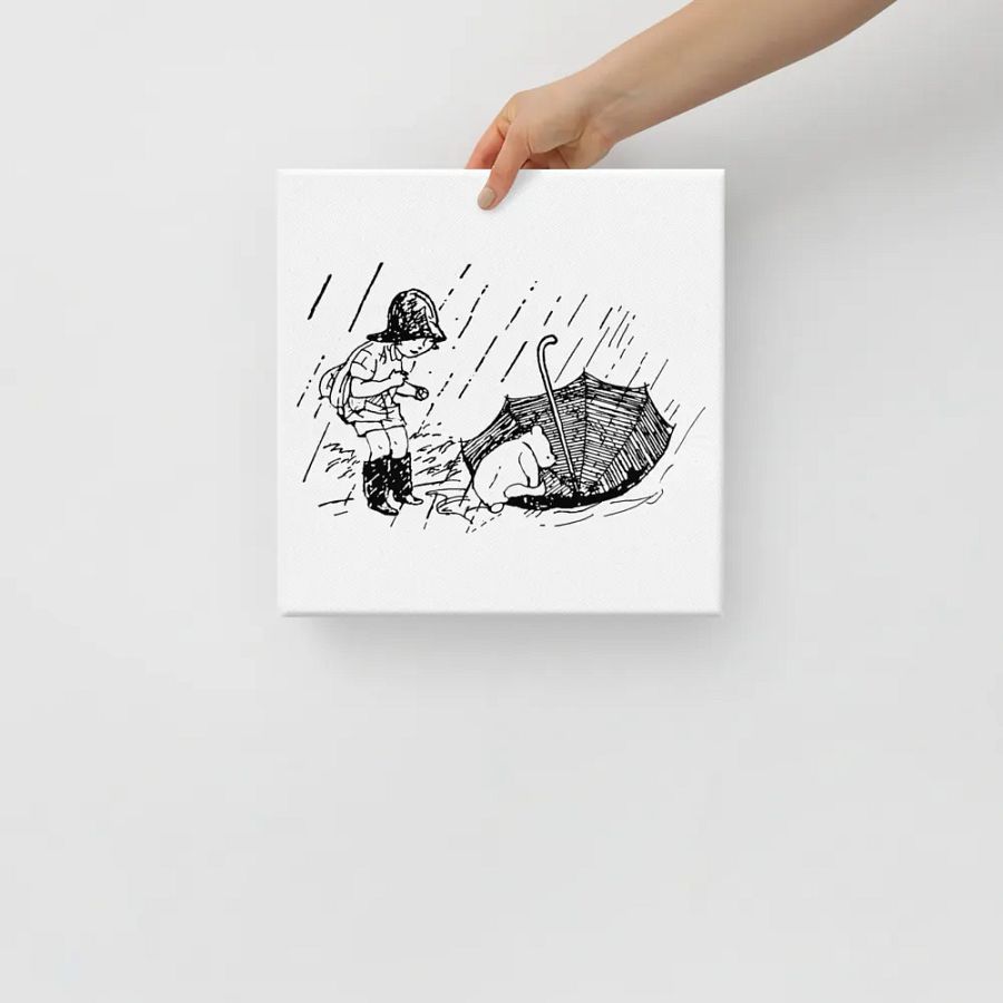 Christopher Robin and Pooh in the Rain Canvas Artwork product image (8)