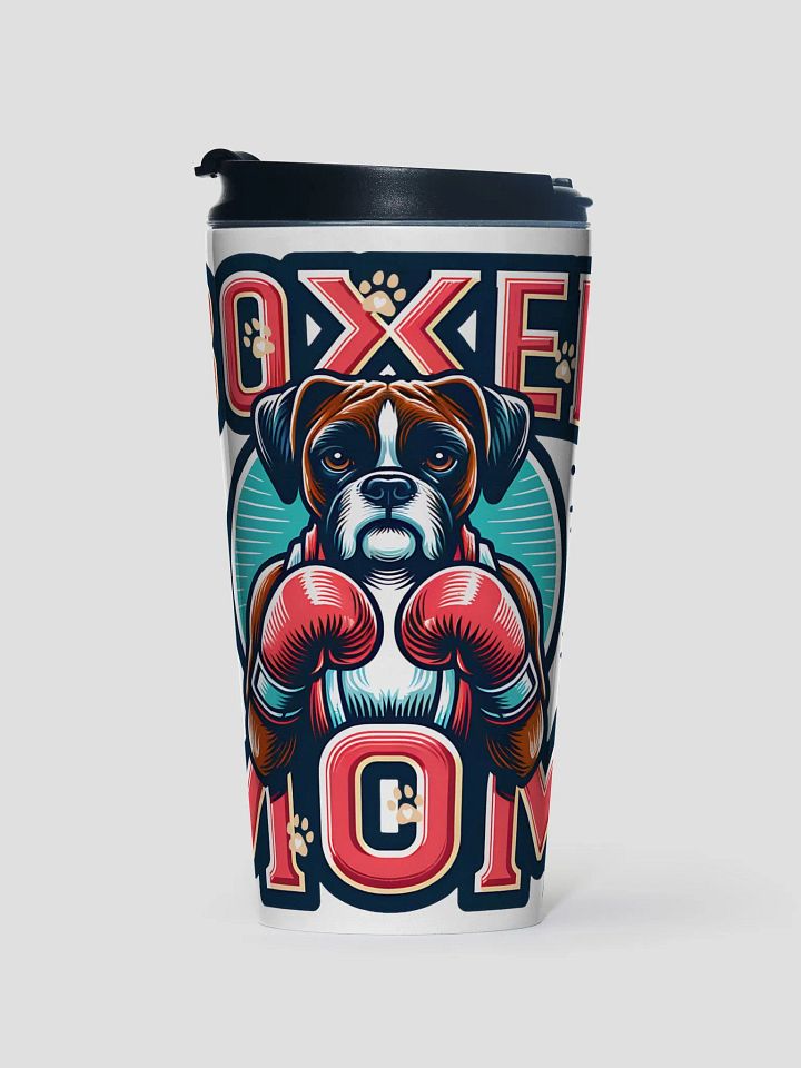 Boxer Mom Stainless Steel Travel Mug: Boxer Dog with Boxing Gloves Design product image (1)