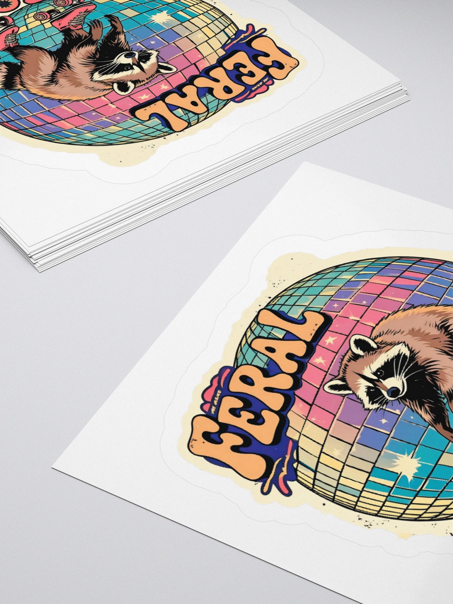 Feral But Groovy Raccoon Kiss Cut Stickers product image (11)