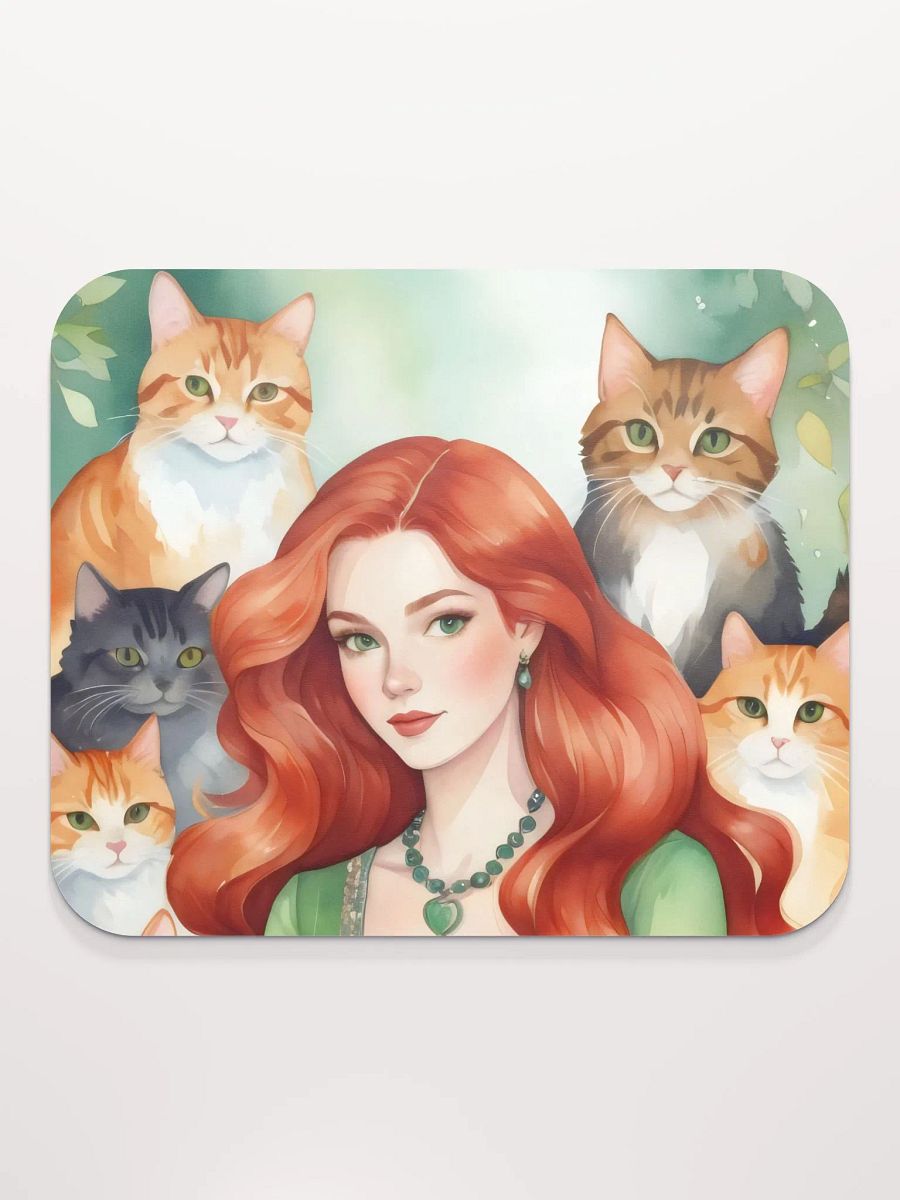 Red Cat Lady Mouse Pad product image (3)