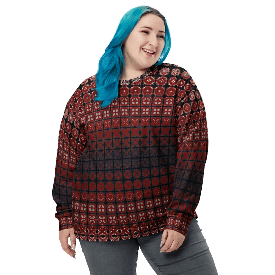Abstract Red Squares Unisex All Over Print Sweatshirt product image (3)