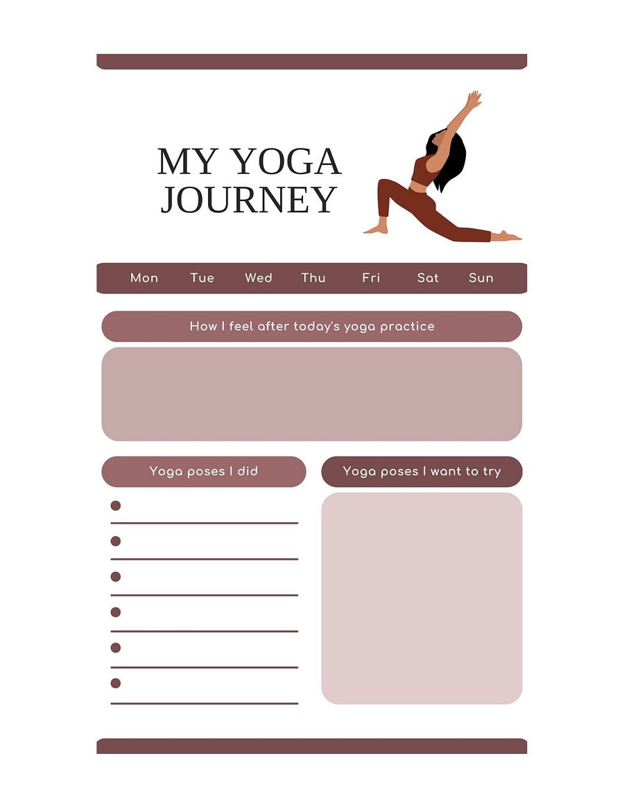 Digital Printable Yoga Journal Log Sheets 8.5x11 product image (4)
