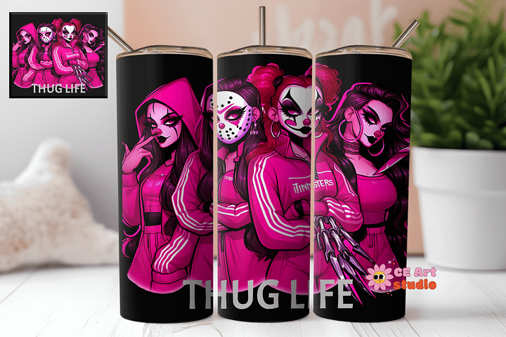 Thug Life Pink Sassy Girls Tumbler Wrap PNG product image (1)
