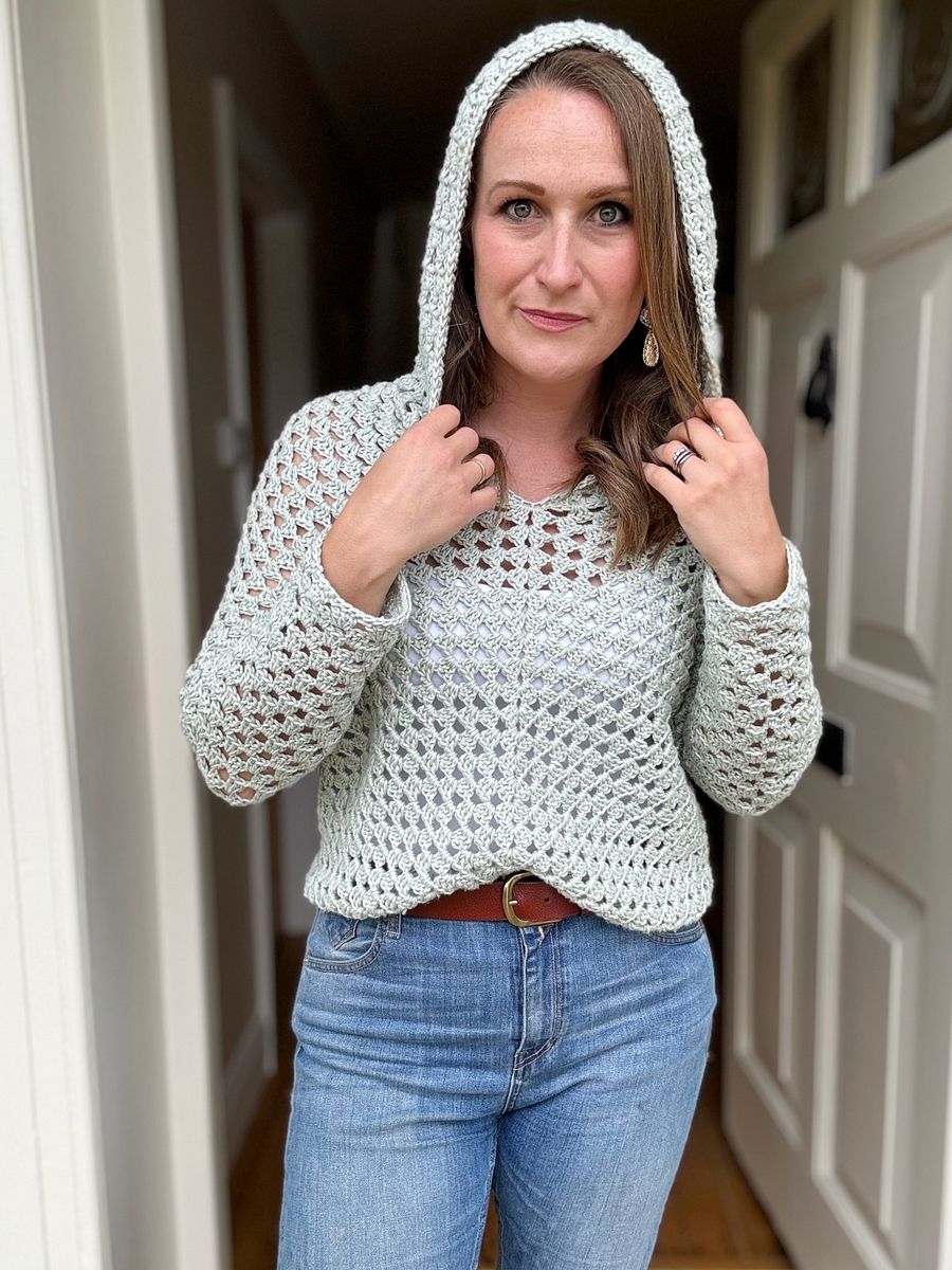 Top Down Crochet Granny Stitch Hoodie Pattern Adult Sizes product image (5)