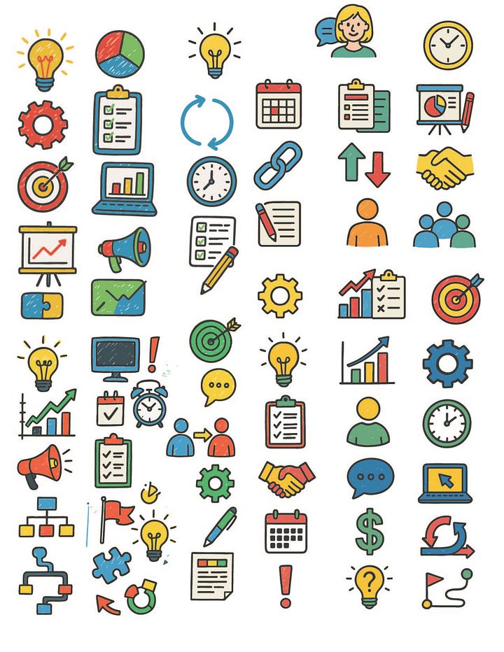 50+ Office and Project Management Doodles | Hand-Drawn Icons for Planners, Presentations & Productivity Tools product image (2)