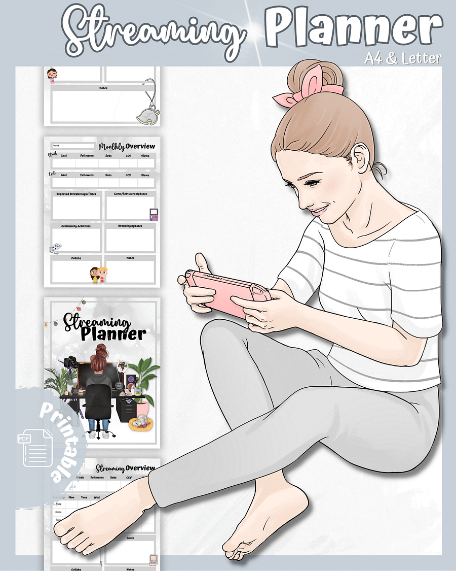 Grey Streaming Planner Printable product image (1)