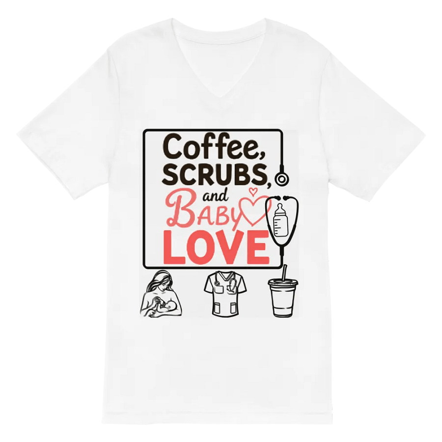 Coffee, Scrubs, and Baby Love V-Neck Tee product image (2)