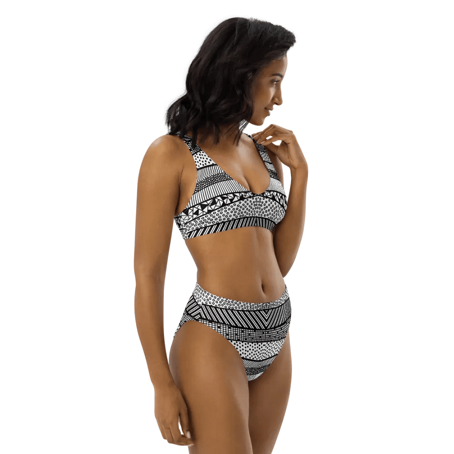 Modern pattern in black and white High Waisted Bikini product image (1)
