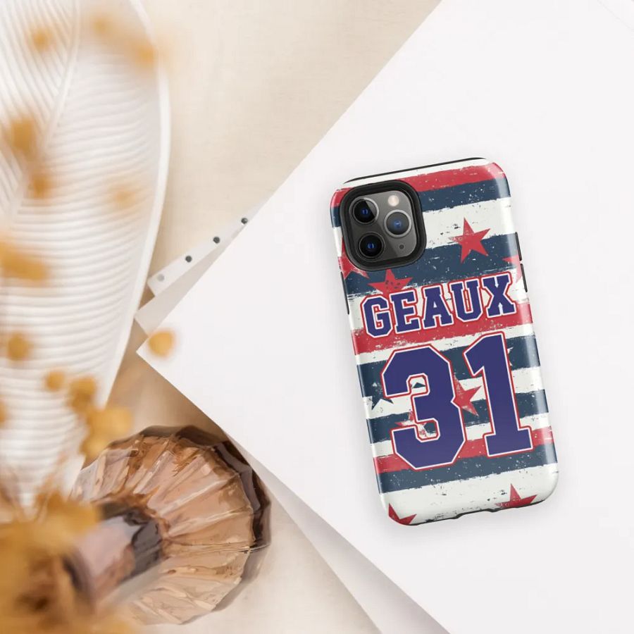 Geaux 31 - Vintage Stars & Stripes Pattern iPhone Layered Case product image (30)