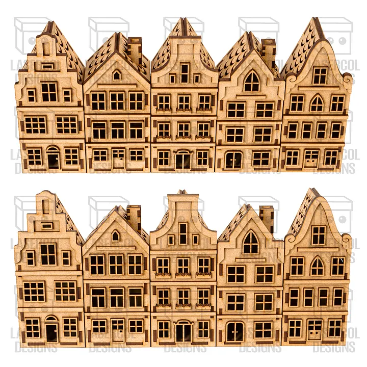 Christmas Houses Set 2 (5 Styles) - Laser Cut Files product image (2)