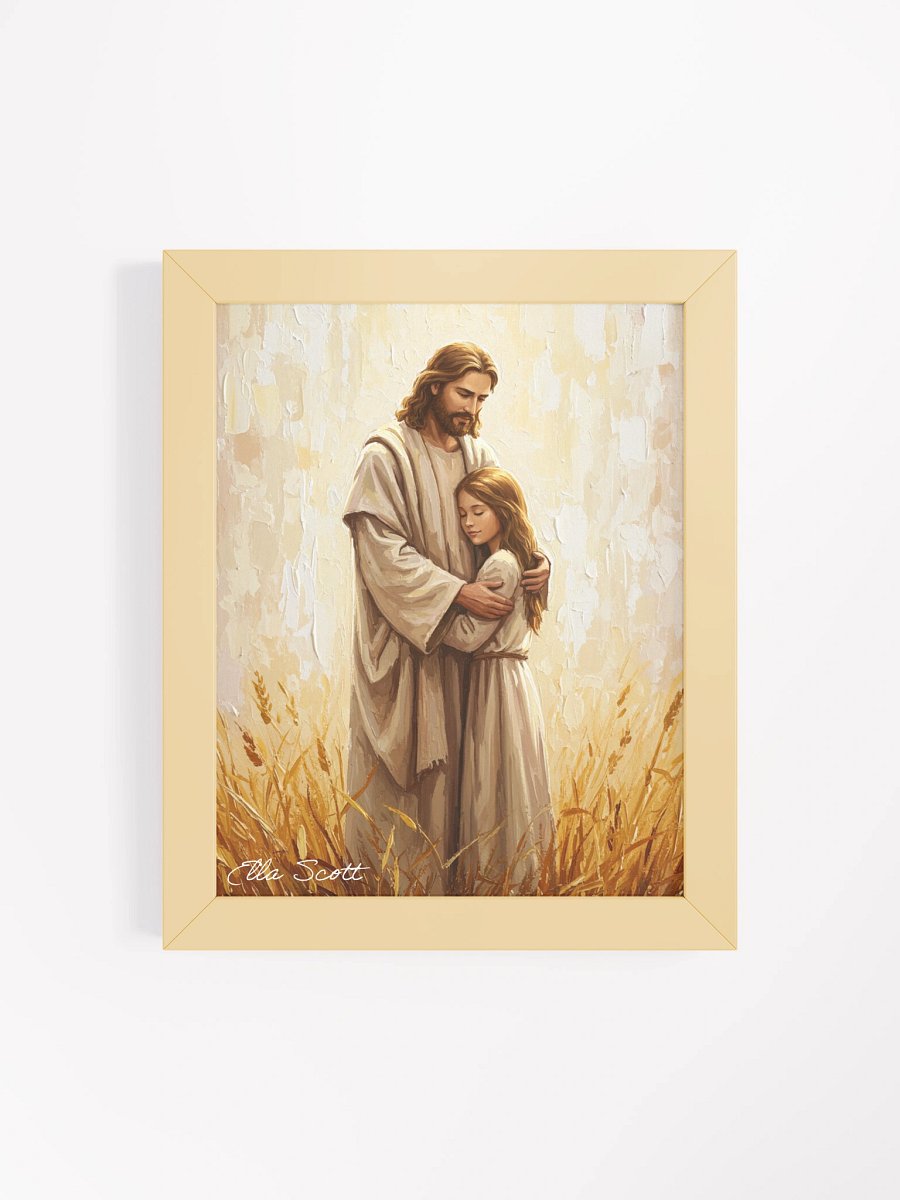 Comfort With Him, Christian Wall Art, Jesus Hugs Girl, Jesus and Woman, Jesus with Girl Framed High-Quality Matte Poster product image (11)