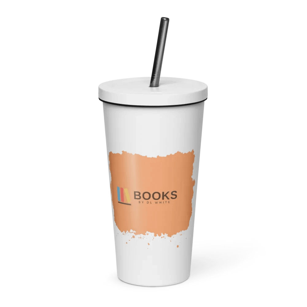 Books by DL White White tumbler with a dark straw product image (1)