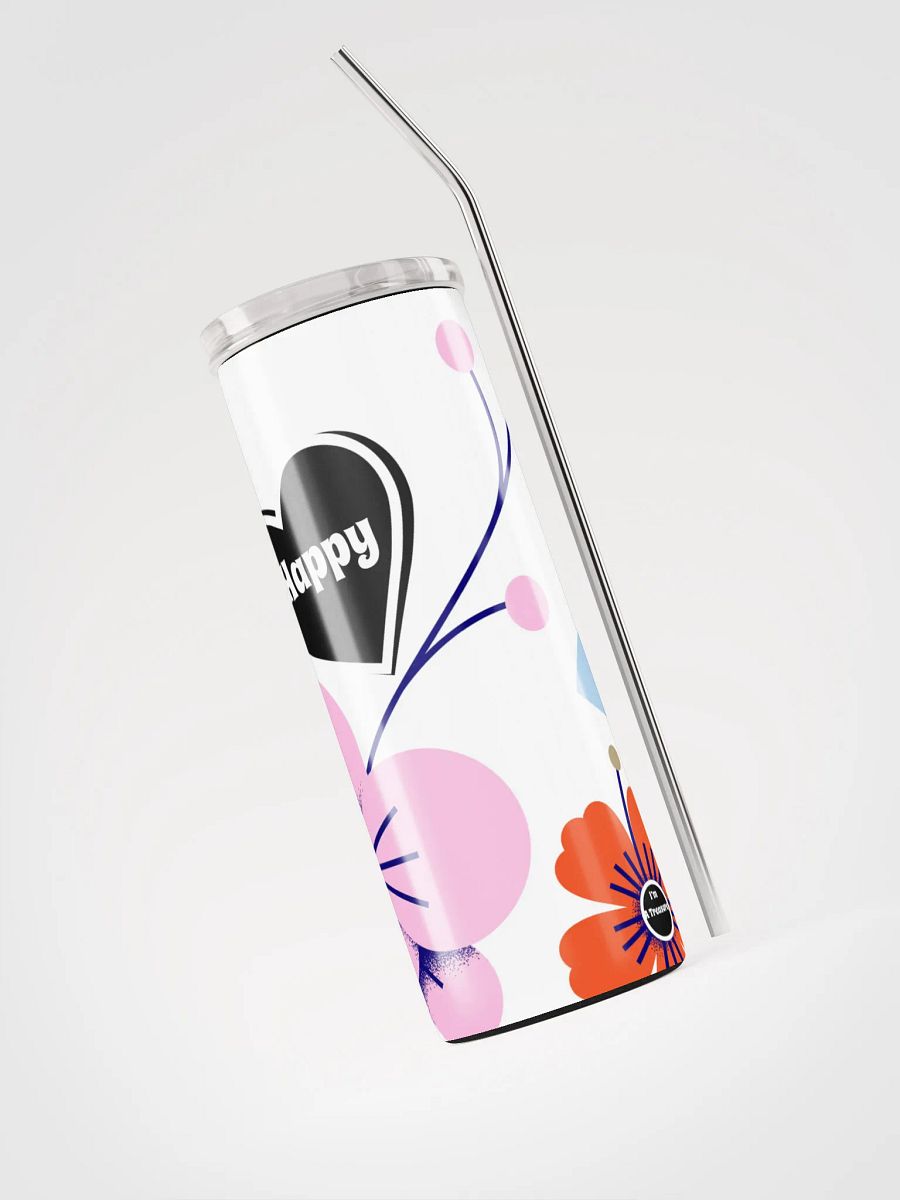 20 oz vacuum insulated Stainless Steel Tumbler with reusable Straw, leak proof cup lid, Floral Tumbler Mug Flasks. product image (3)