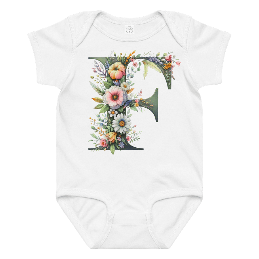 Floral Letter 'F' Baby Bodysuit product image (1)