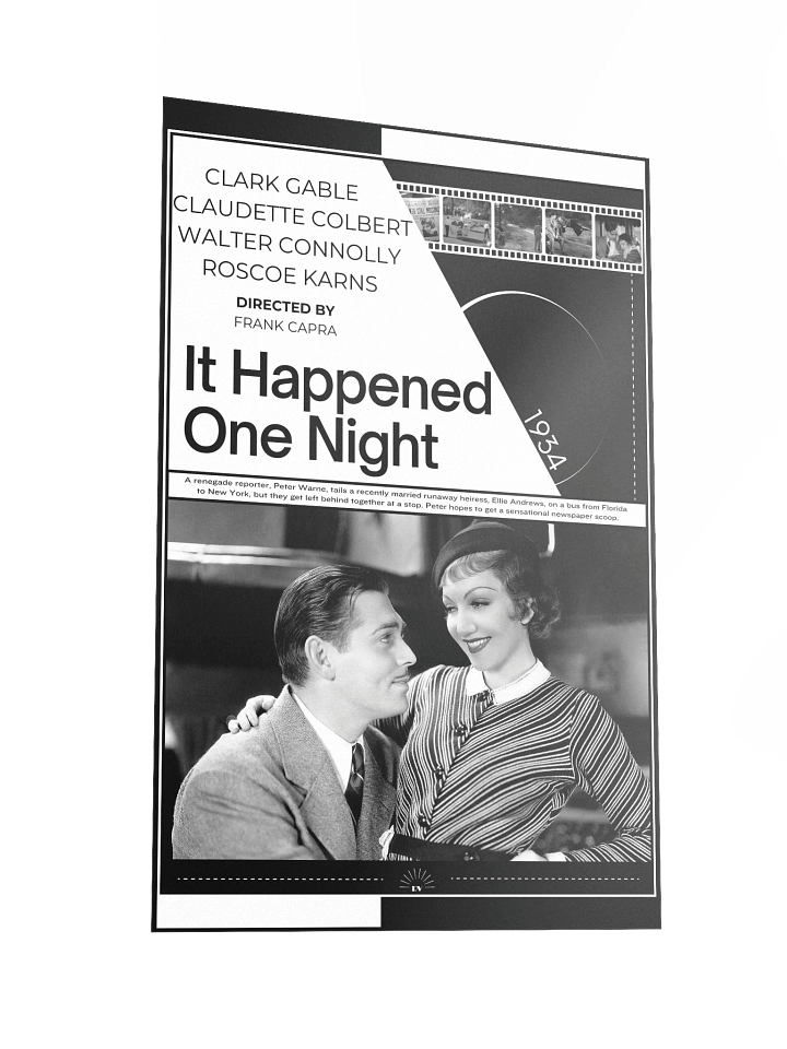 It Happened One Night with Clark Gable and Claudette Colbert 1934 | Movie Poster | 12x18 Wall Art product image (2)