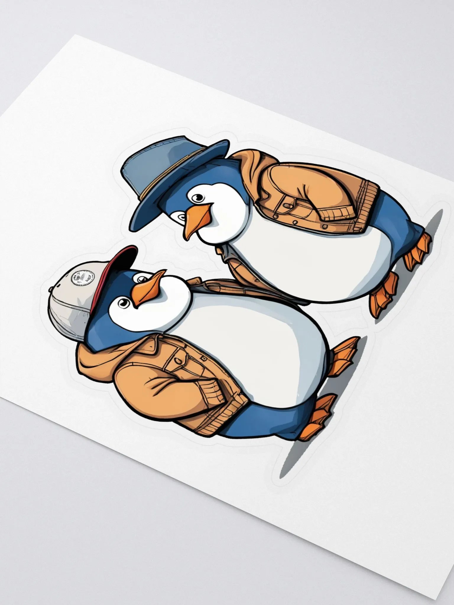 2 penguins wearing a coat and hats sticker product image (2)