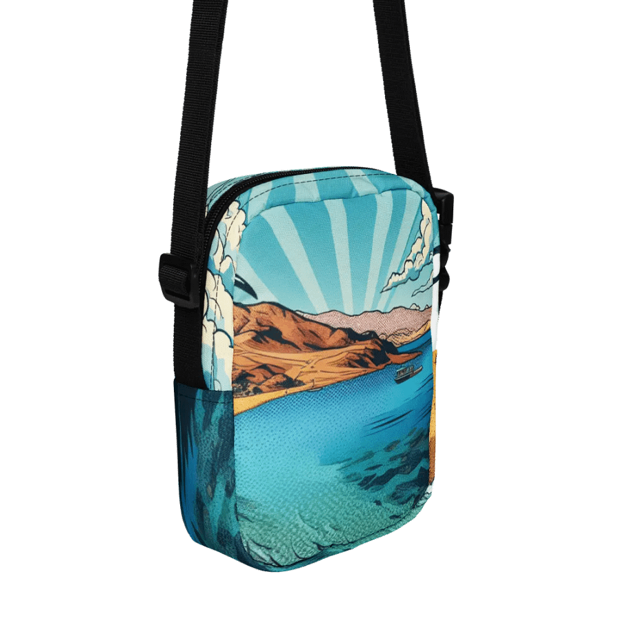 All-Over Print Utility Crossbody Bag | AI-Design: Aqaba Beach, Jordanien – Tropisches Paradies product image (11)