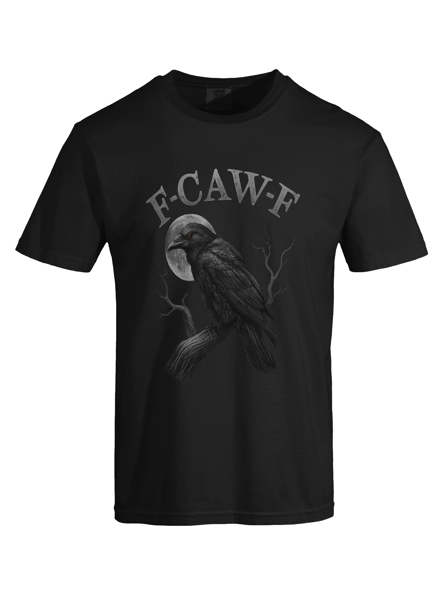 "F-CAW-F" Funny Crow T-Shirt | Gothic Humor Black Bird Tee product image (2)