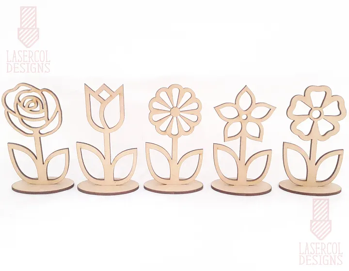 Flowers - Set 1 - (Two Sizes, Five Styles) - Laser Cut Files product image (2)