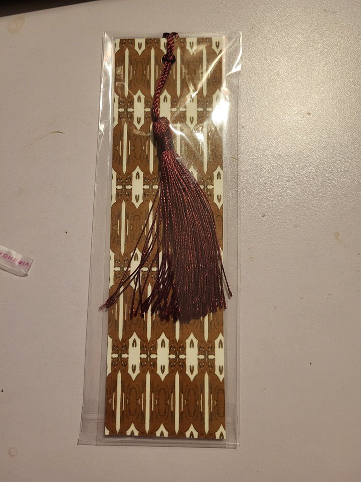 Cute Cartoon Brown Patched Kitty Pattern Laminated Bookmark with a Tassel product image (2)