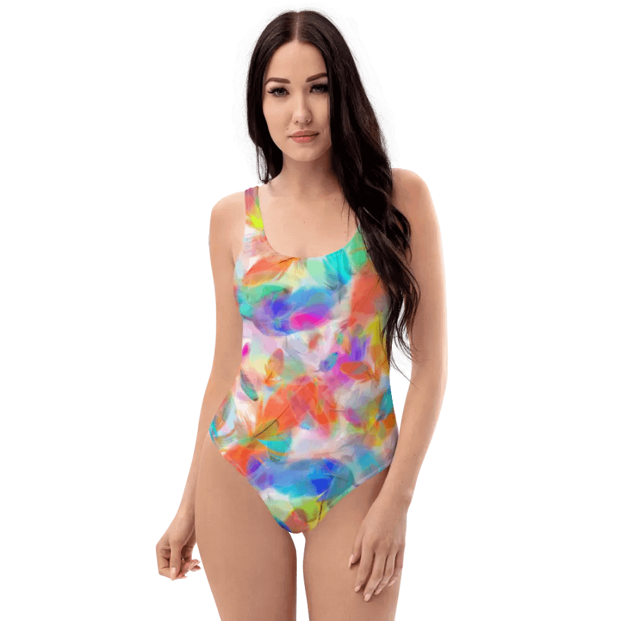 Colorful Feather Pattern Design One Piece Swimsuit - v4 product image (5)