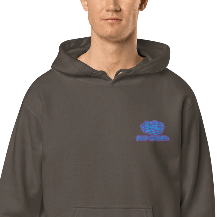 BUSY-BRAINED (L.C. violet bubble design) embroidered pigment hoodie product image (1)