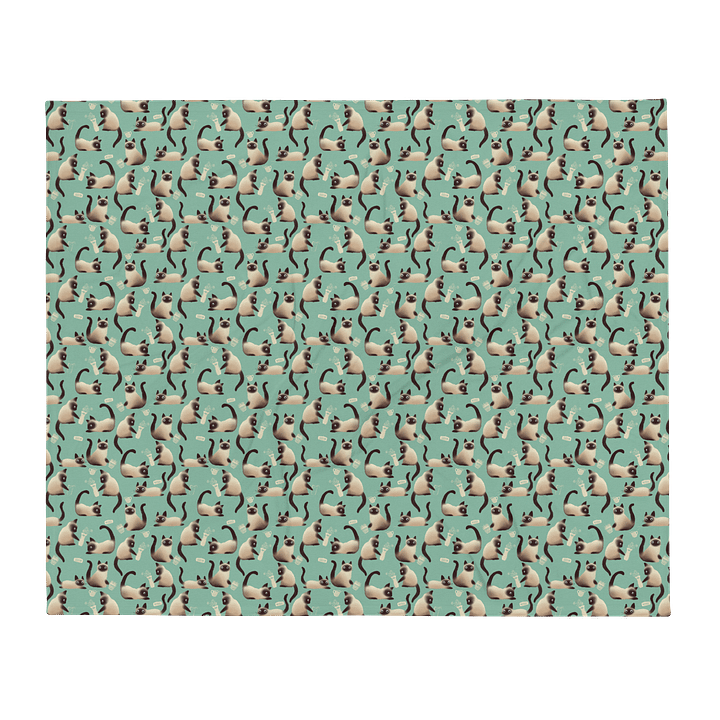Bad Siamese Cats Knocking Stuff Over Throw Blanket, Mint product image (1)