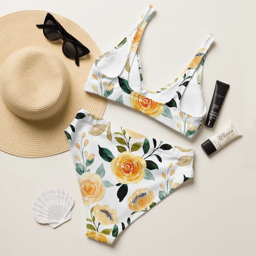 Yellow Rose Delight High Waist Bikini product image (10)
