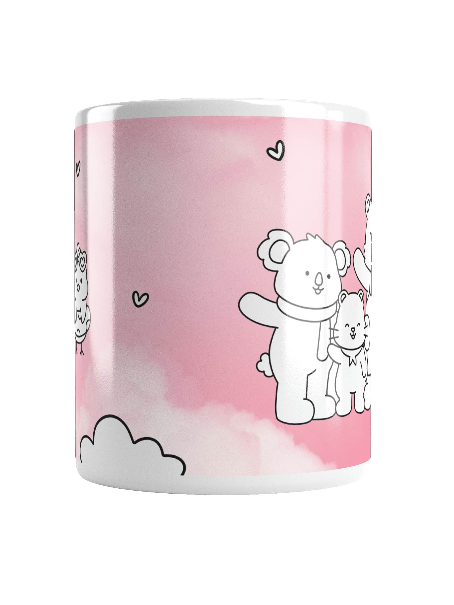 Snuggly Friends White Mug - Coloring Edition with Pink Background product image (6)