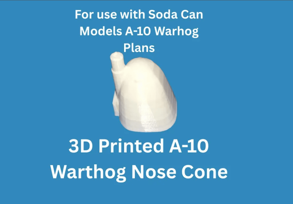 3D Printed A-10 Warthog Nose Cone for Soda Can Airplane | Fits A-10 Warthog Soda Can Model Plans | GAU-8 Model Part product image (1)