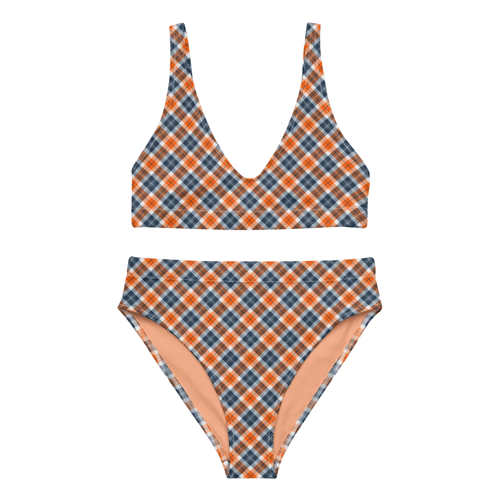 Orange and Blue Sporty Plaid Bikini product image (2)