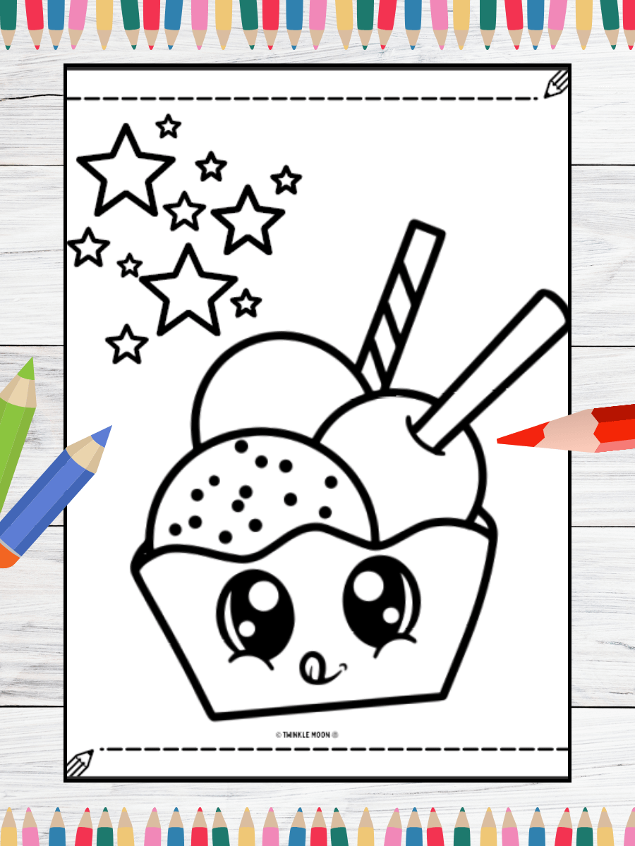 20 Cute Kawaii Food Coloring Pages#5 (PDF Coloring Pages) product image (3)