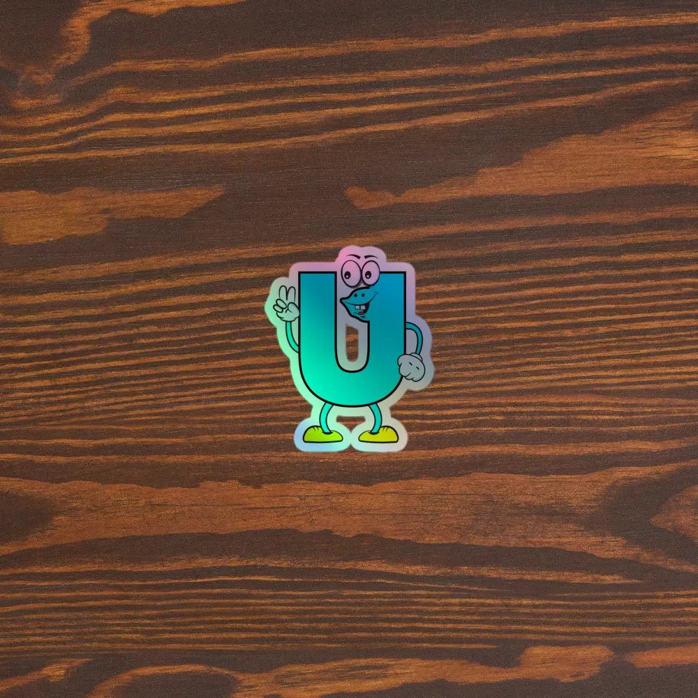 U Letter Cartoon Character Holographic Sticker product image (5)