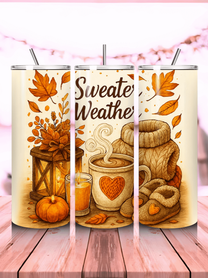 Sweater Weather Tumbler Wrap PNG – 20oz Skinny Sublimation Design with Cozy Autumn Vibes & Warm Seasonal Colors – Perfect Gift for Fall Lovers – 300 DPI Instant Digital Download product image (1)