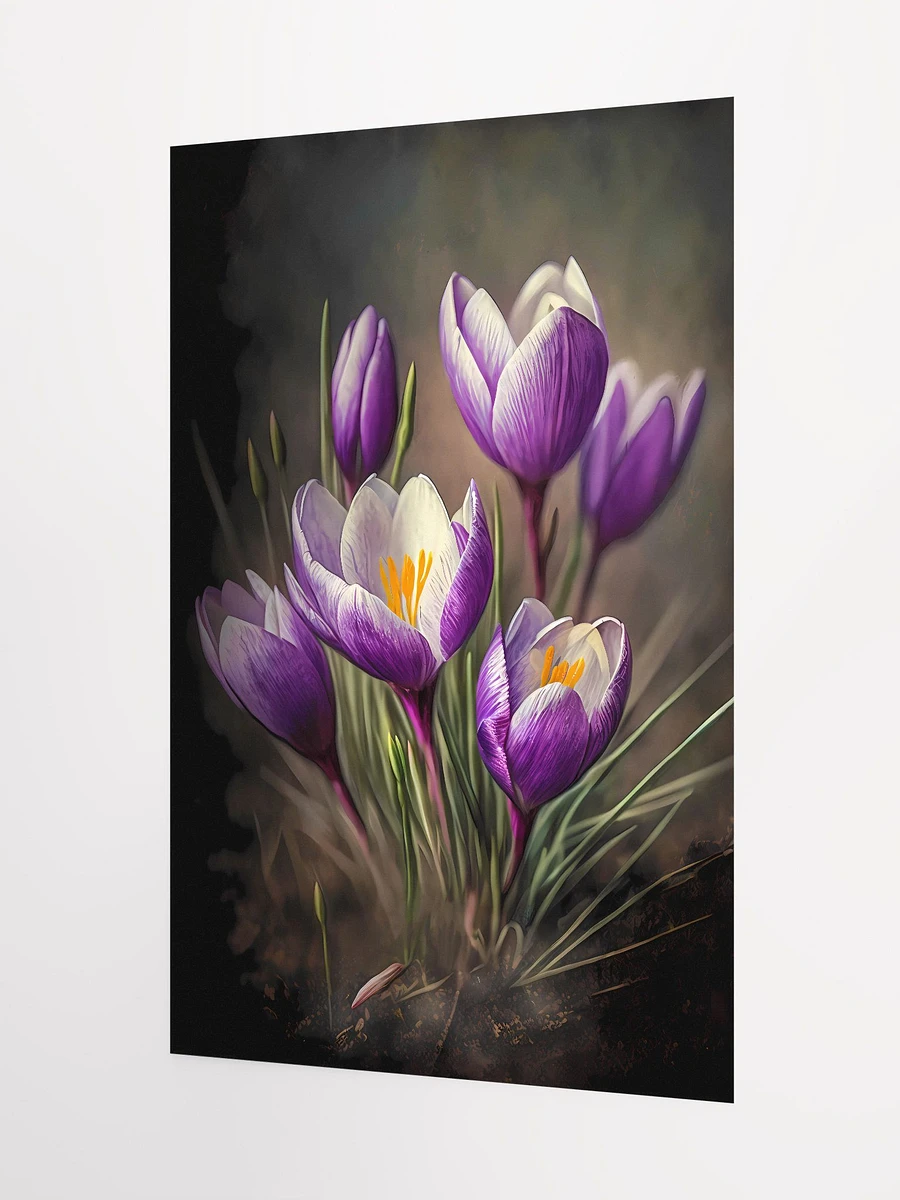 Spring Awakening: Purple Crocus Flowers Poster for Elegant Botanical Decor Matte Poster product image (5)