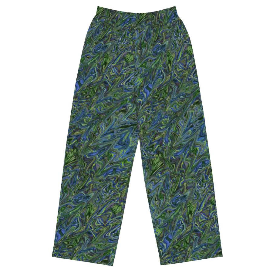 Green Blue Liquid Abstract Wideleg Pants product image (2)