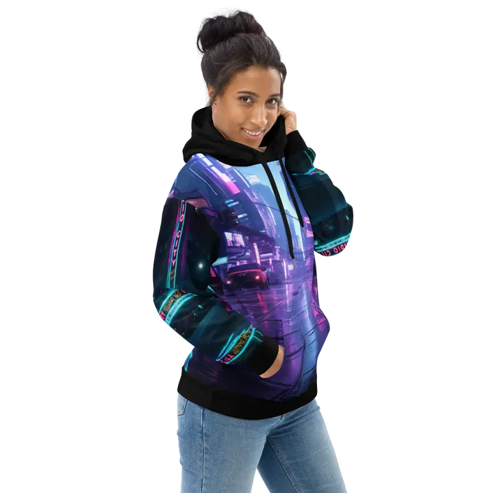 Cyberpunk Retro Neon City Hoodie product image (2)