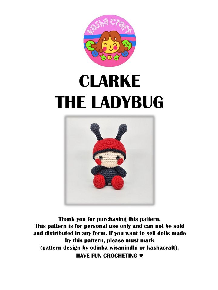 Amigurumi Cute Little Ladybug Clarke Crochet Doll Pattern Instructions product image (2)