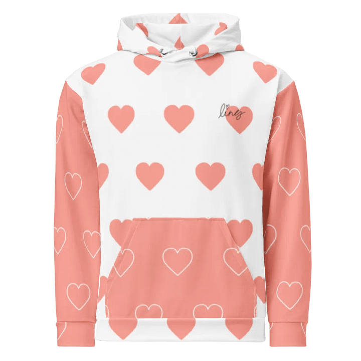 Lingling Kwong Heart Design Unisex Hoodie (White & Pink) product image (1)