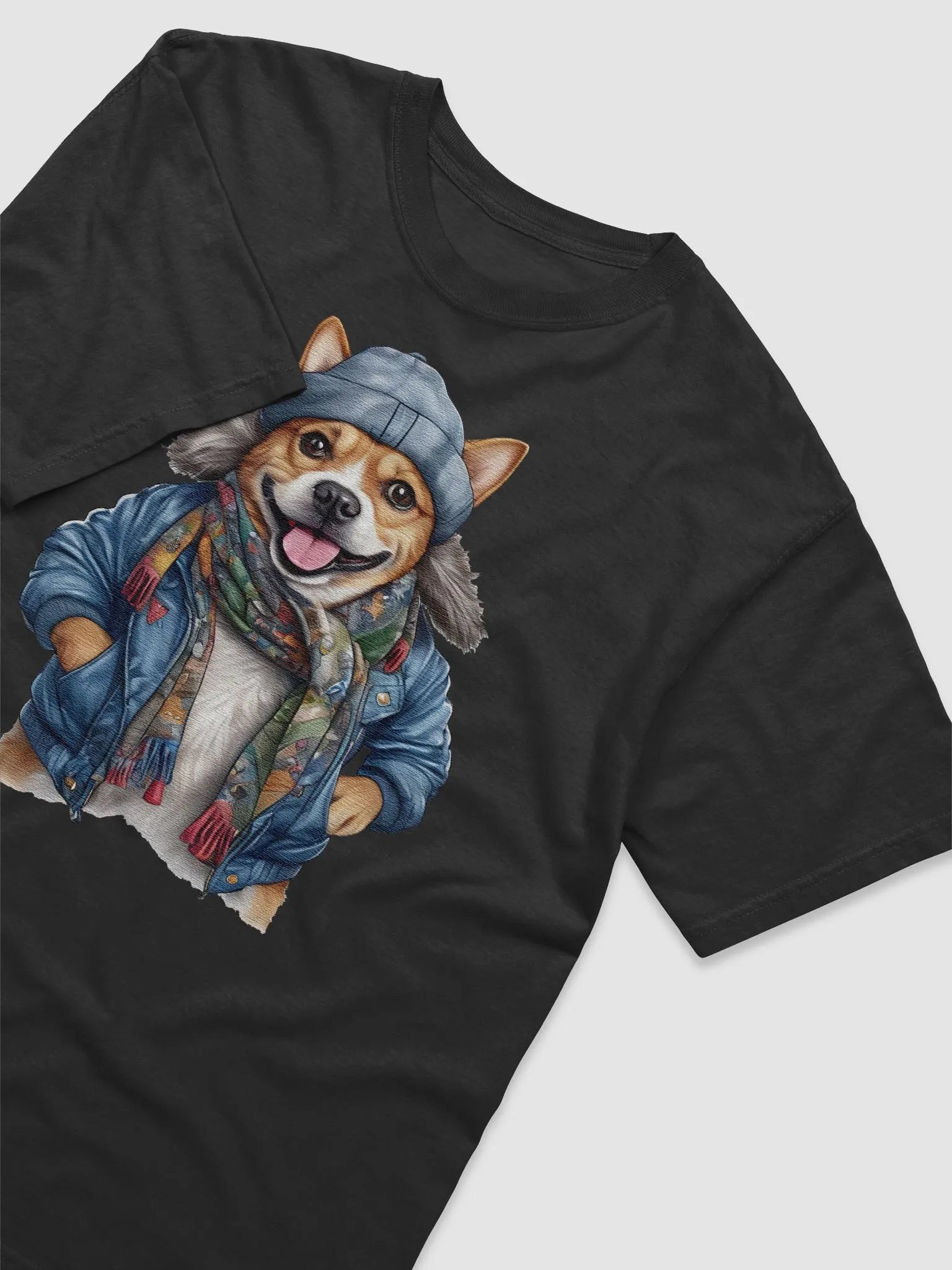 Corgi dog wearing a leather jacket and hat product image (15)
