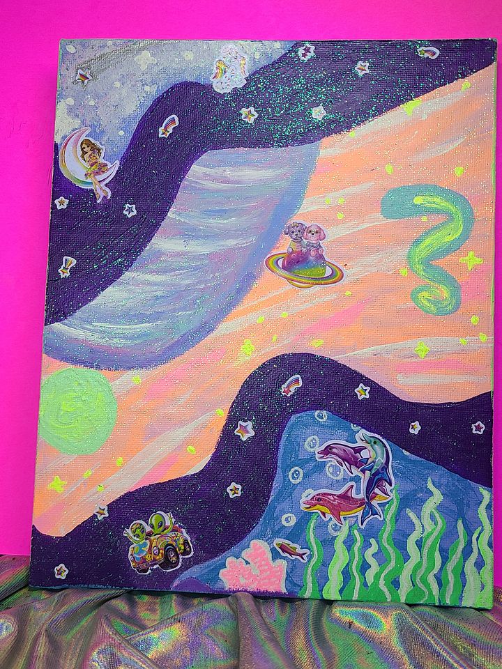 A Rip in the Lisa Frank Spacetime Continuum - painting on canvas product image (1)
